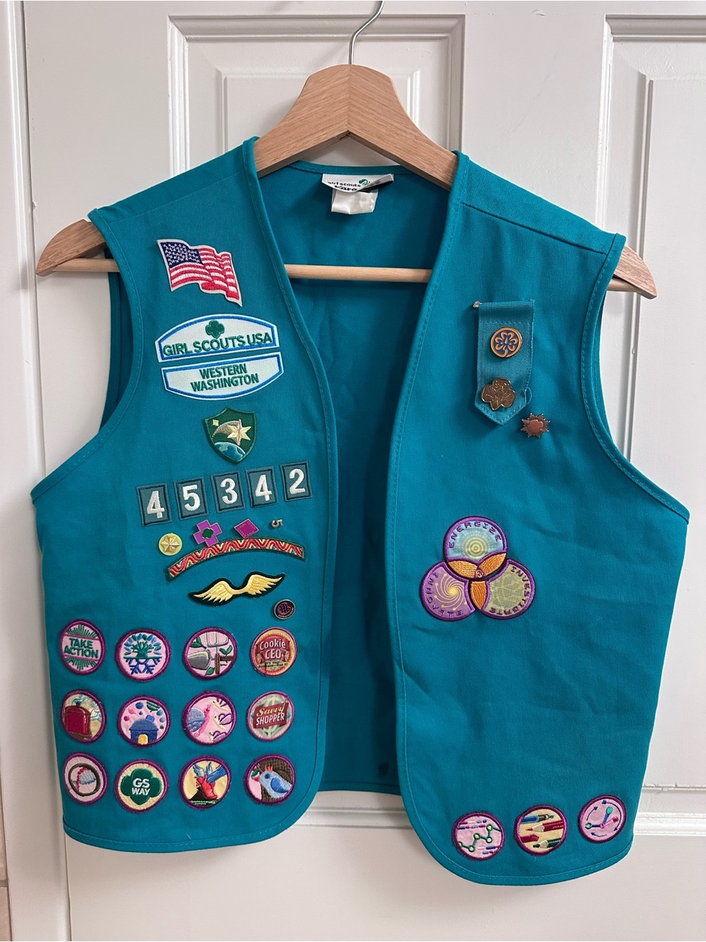 Girl Scouts Vest Teal Patch Vest